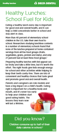 healthy lunches for school